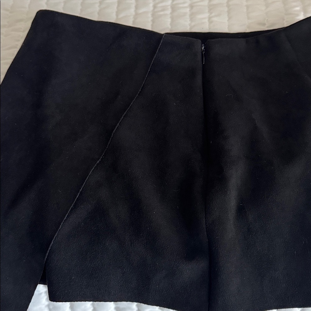 Black Suede Mini Skirt with shorts - Picture 5 of 6